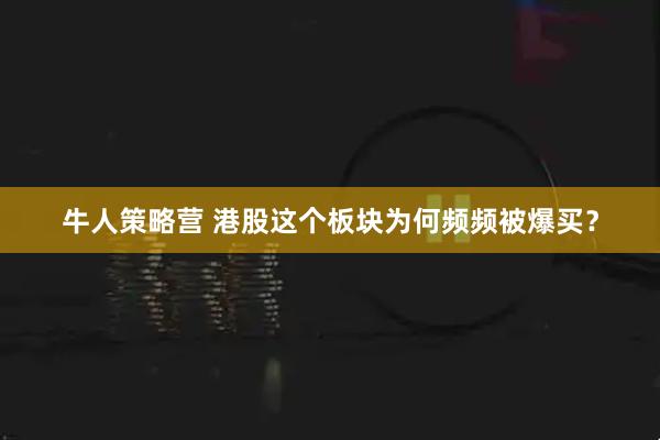 牛人策略营 港股这个板块为何频频被爆买？
