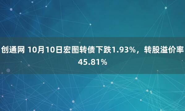 创通网 10月10日宏图转债下跌1.93%，转股溢价率45.81%